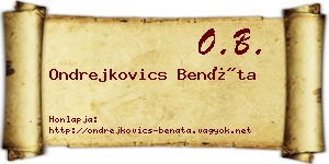 Ondrejkovics Benáta névjegykártya